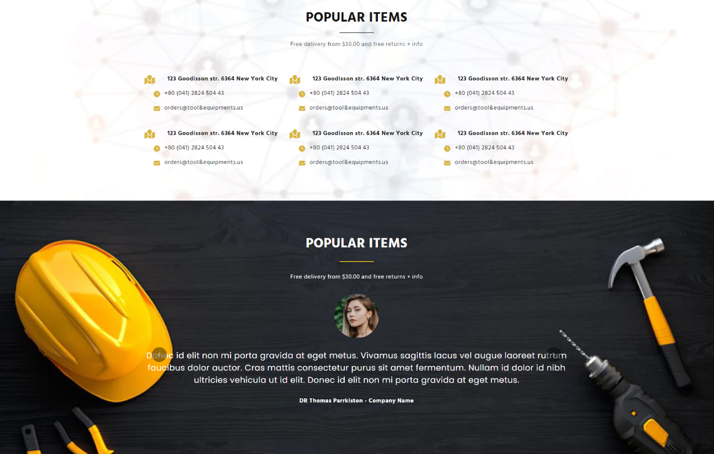 Drillingify - Tools Equipment Shopify template built by Pagefly