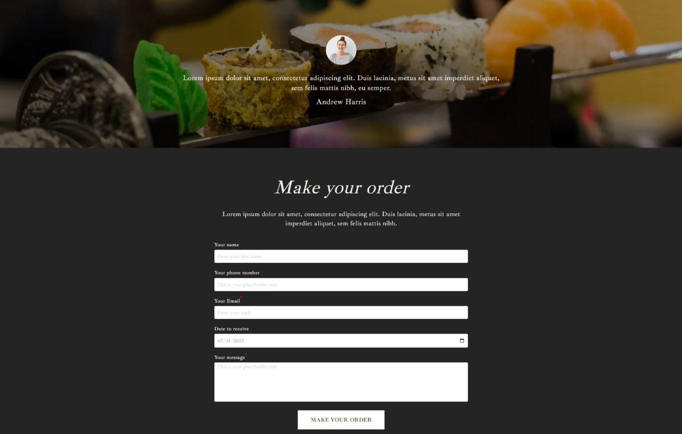 Sushify - Food & Restaurant Shopify template built by Pagefly