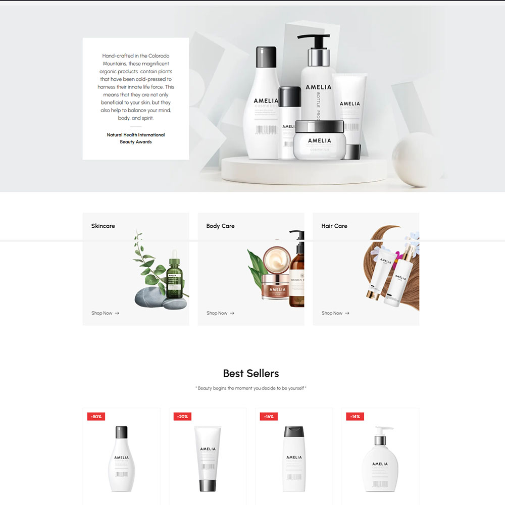 Amelia - Cosmetic Shopify template built by GemPages