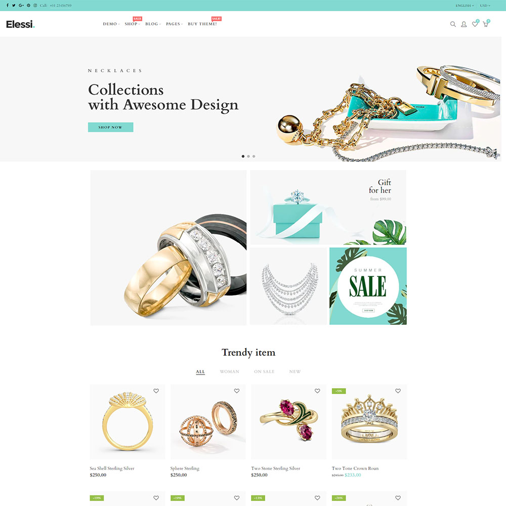 Elessi - Jewelry Shopify template built by EComposer