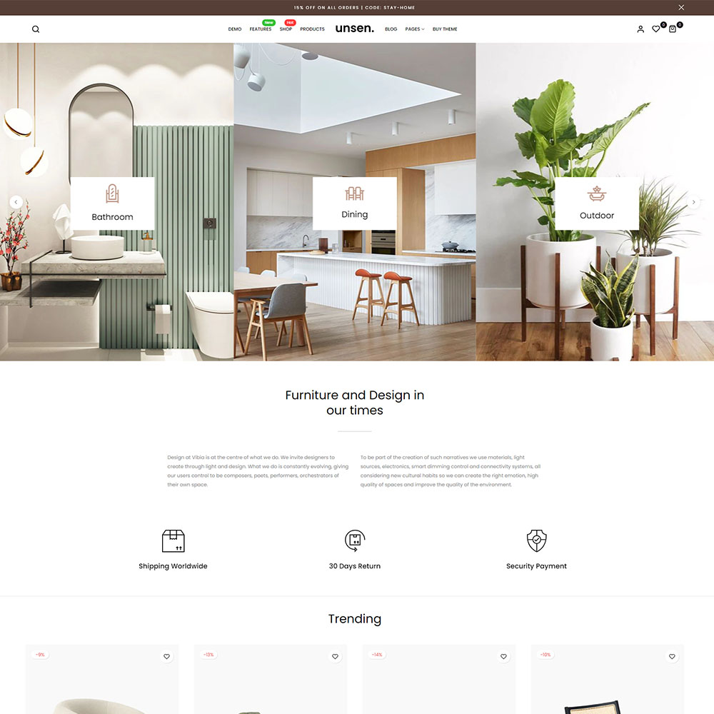 Unsen - Furniture Shopify template built by EComposer