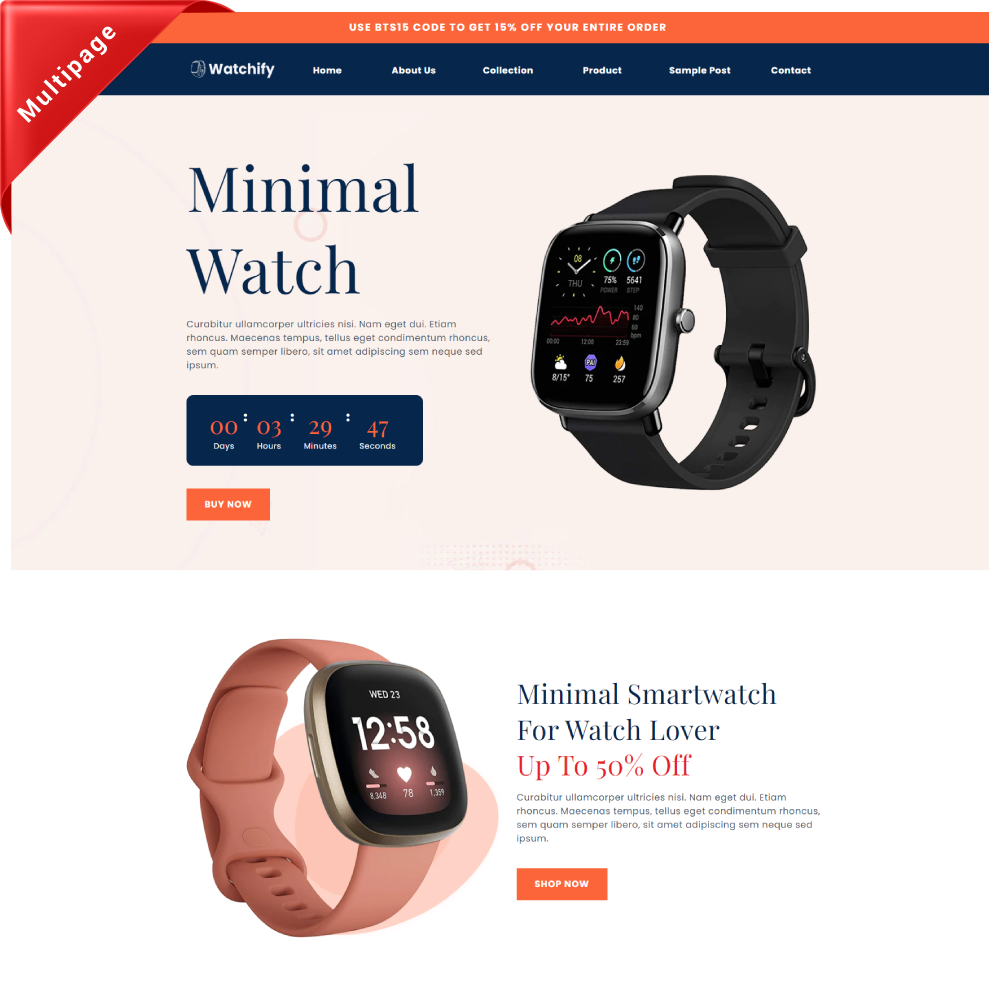 Watchify Premium - Multipage Luxury Watches Shopify template