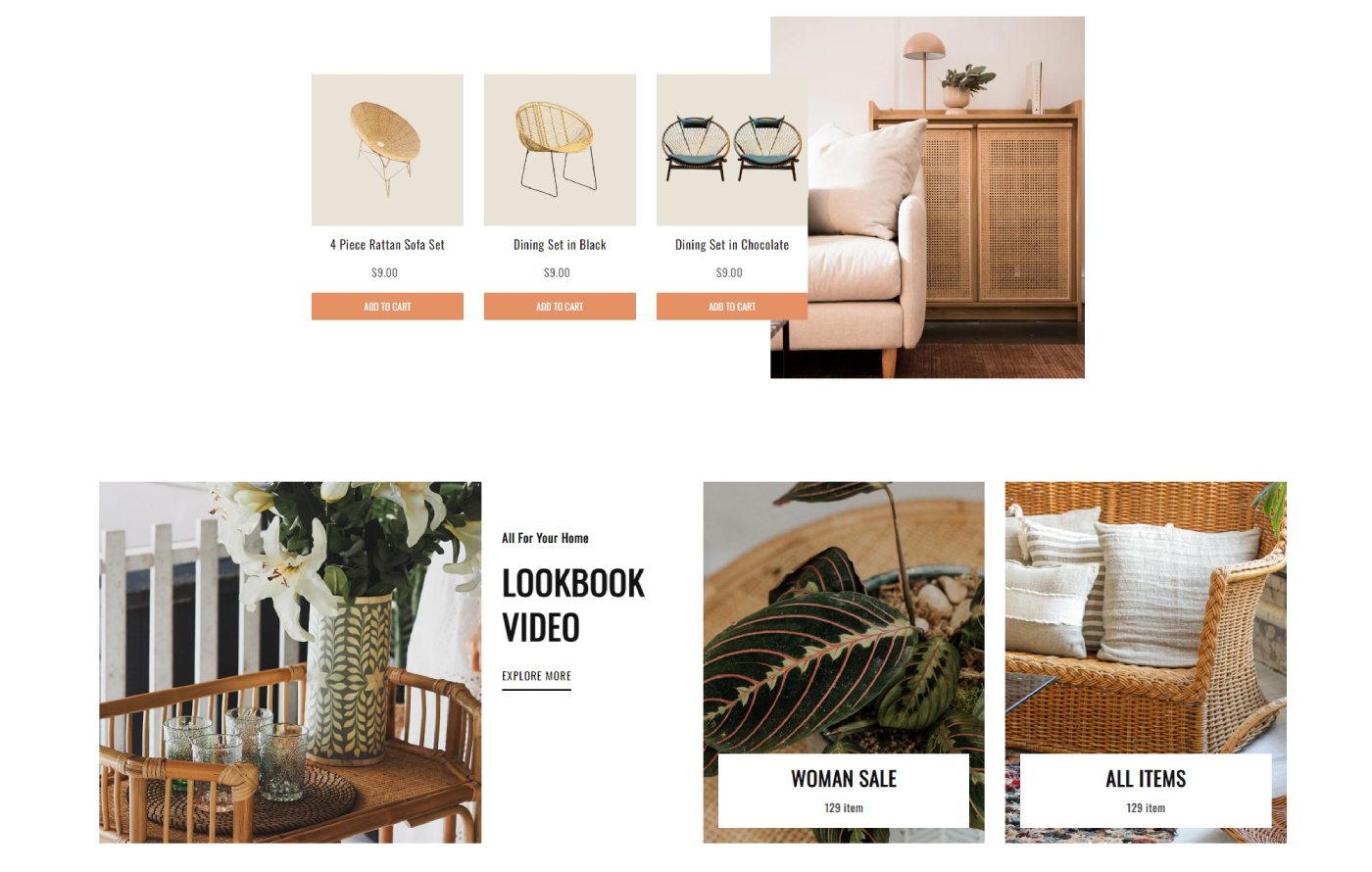 Rattanify - Furniture Shopify template built by Pagefly